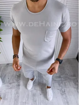 Tricou barbati gri slim fit cu mic defect DEFB2421 P19-1.2